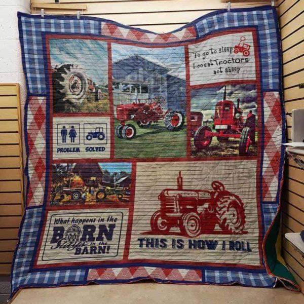 Farmer Tractor Quilt Blanket Bedding Set Gift for Farmer