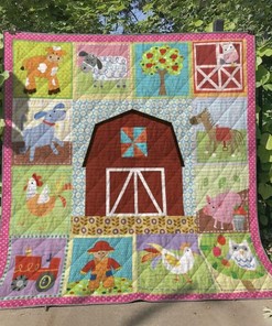 Farmer With Animals Quilt Blanket Bedding Set for Home Décor