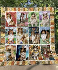 Fashionable Sheltie Dog Quilt Blanket Bedding Set