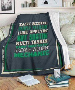 Fast Ridin' Mechanic Sherpa Fleece Blanket Gifts for Family, for Couple