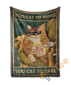 Fat Cat Lazy No Care Sherpa Fleece Blanket Gifts for Family, for Couple
