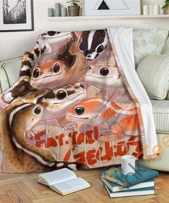Fat Tail Gecko Art Sherpa Fleece Blanket Gifts for Family, for Couple