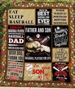 Father And Son, Baseball Quilt Blanket Bedding Set With Pillowcase Option