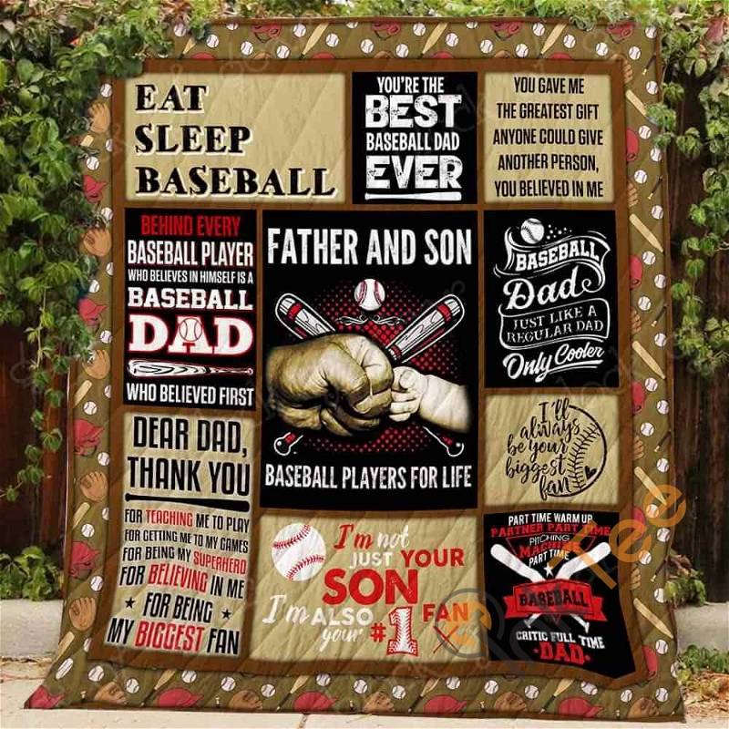 Father And Son, Baseball Quilt Blanket Bedding Set With Pillowcase Option