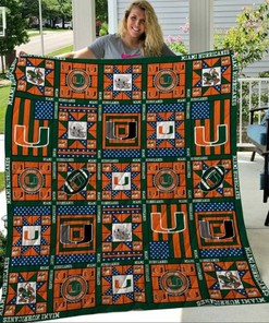 Fear The Canes Ncaa Miami Hurricanes Collection Quilt Blanket Bedding Set
