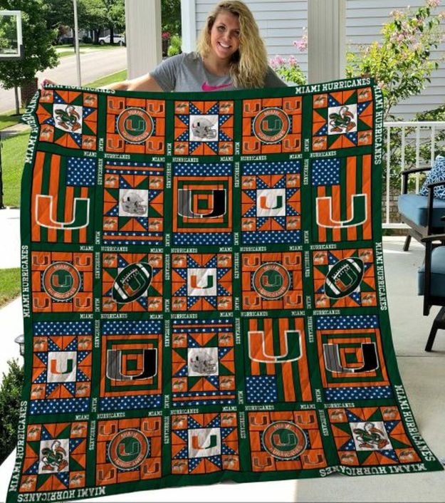 Fear The Canes Ncaa Miami Hurricanes Collection Quilt Blanket Bedding Set