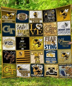 Fear The Sting Ncaa Georgia Tech Yellow Jackets Collection Quilt Blanket Bedding Set