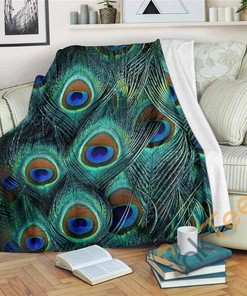 Feather Peacocks Sherpa Fleece Blanket Gifts for Family, for Couple