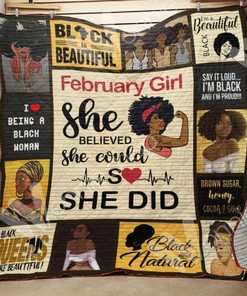 February Black Women Brown Sugar Honey Black Daughter Girlfriend Wife Quilt Blanket Bedding Set