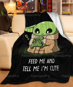 Feed Me And Tell Me I'm Cute Baby Yoda Fleece Quilt Blanket Bedding Set