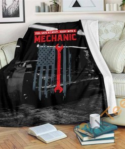 Feel Safe At Night Sleep With A Mechanic Sherpa Fleece Blanket Gifts for Family, for Couple
