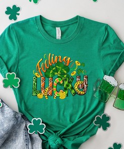 Feeling lucky Shirt, Lucky Tshirt, Irish T Shirt, Shamrocks T-Shirt, Family Matching St. Patrick's Day Gift Tee, western lucky shirt