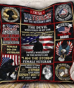 Female Veteran Proud Quilt Blanket Bedding Set