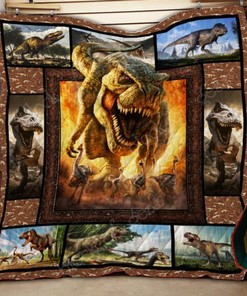 Ferocious T-Rex Dinosaur Quilt Blanket Bedding Set