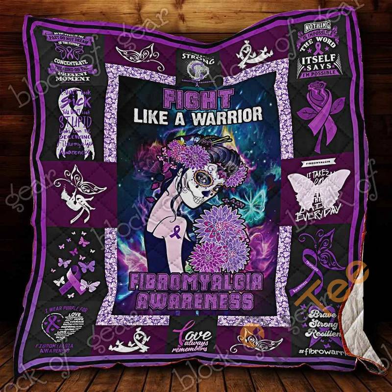 Fibro Awareness – Fight Like A Warrior Quilt Blanket Bedding Set