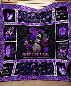 Fibromyalgia Awareness Fight Like A Girl Quilt Blanket Bedding Set