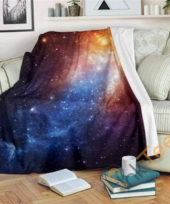 Fiery Universe Nebula Galaxy Space Sherpa Fleece Blanket Gifts for Family, for Couple