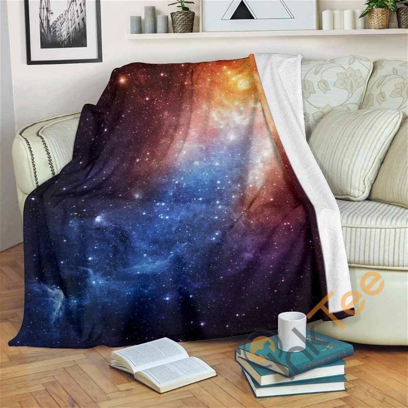 Fiery Universe Nebula Galaxy Space Sherpa Fleece Blanket Gifts for Family, for Couple