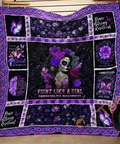 Fight Like A Girl Fibromyalgia Quilt Blanket Bedding Set