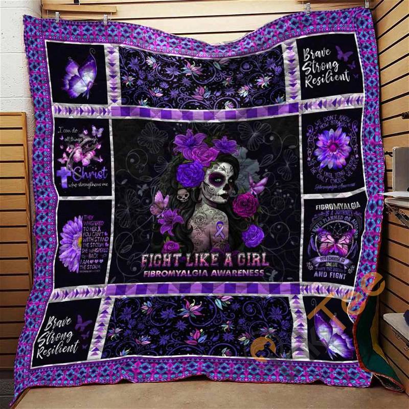 Fight Like A Girl Fibromyalgia Quilt Blanket Bedding Set