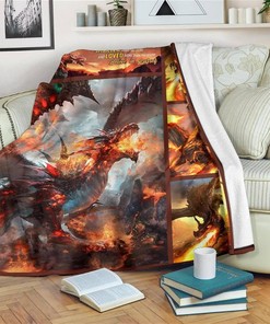 Fire Dragon Idea Dragon Lover Sherpa Fleece Blanket Gifts for Family, for Couple