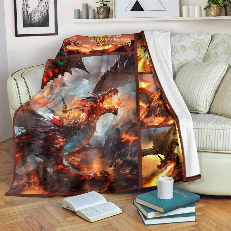 Fire Dragon Idea Dragon Lover Sherpa Fleece Blanket Gifts for Family, for Couple