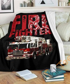 Fire Fighter Sherpa Fleece Blanket Gifts for Family, for Couple