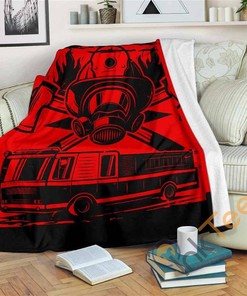Fire Truck Sherpa Fleece Blanket Gifts for Family, for Couple