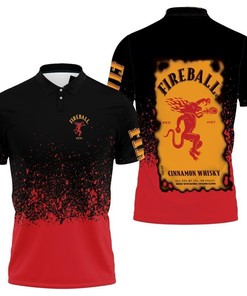 Fireball Cinnamon Whisky Logo For Wine Lover 3d Polo Shirt All Over Print Shirt 3d T-shirt
