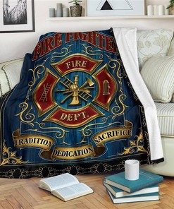 Firefighter Badge Firefighter Sherpa Fleece Blanket Gifts for Family, for Couple