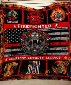 Firefighter Courtesy Loyalty Service Quilt Blanket Bedding Set