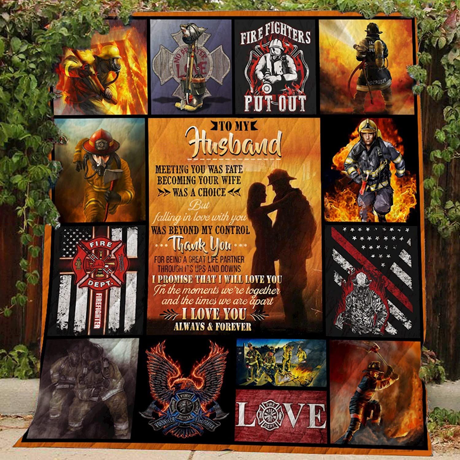Firefighter Family To My Husband Meeting You Was Fate Personalized Quilt Blanket Bedding Set