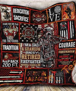 Firefighter Grandpa Quilt Blanket Bedding Set