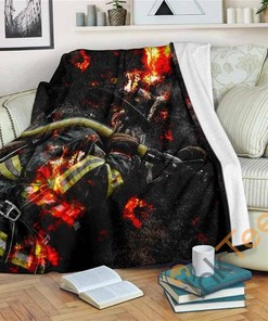 Firefighter In Flames Sherpa Fleece Blanket Gifts for Family, for Couple