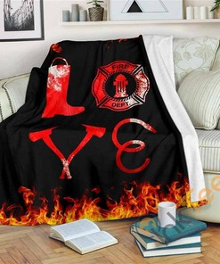 Firefighter Love Sherpa Fleece Blanket Gifts for Family, for Fireman