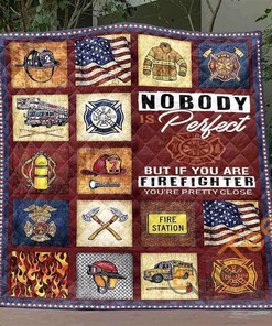 Firefighter Quilt Blanket Bedding Set With Pilliwcases Option