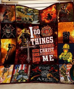 Firefighter Quilt Blanket Bedding Set With Pilliwcases Option Ver2