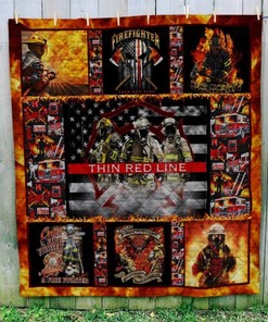 Firefighter Thin Red Line Quilt Blanket Bedding Set