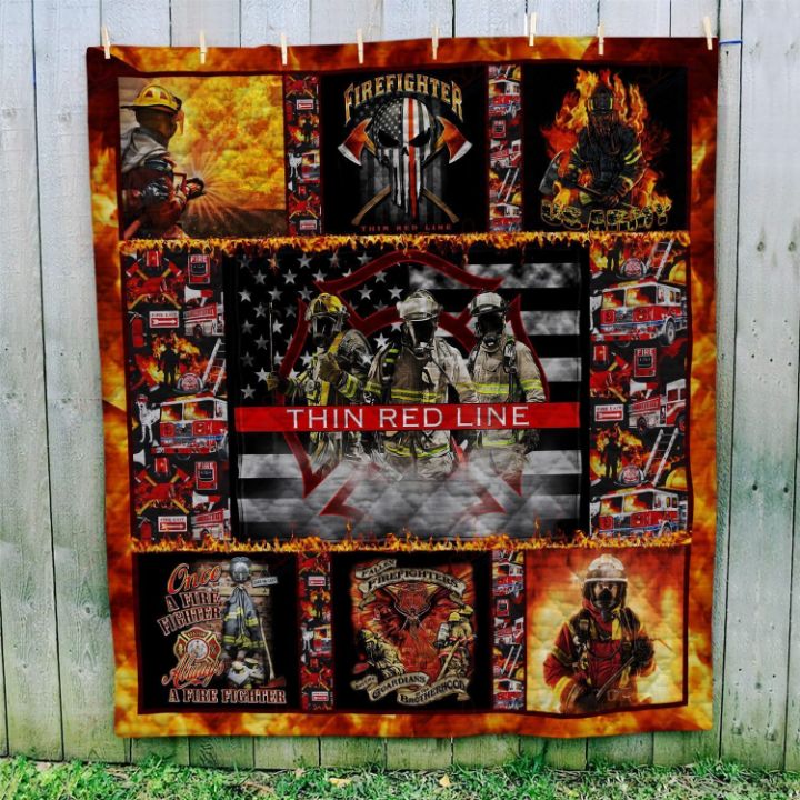Firefighter Thin Red Line Quilt Blanket Bedding Set