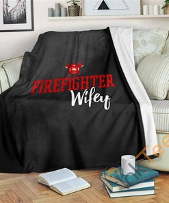 Firefighter Wifey Sherpa Fleece Blanket Gifts for Family, for Couple