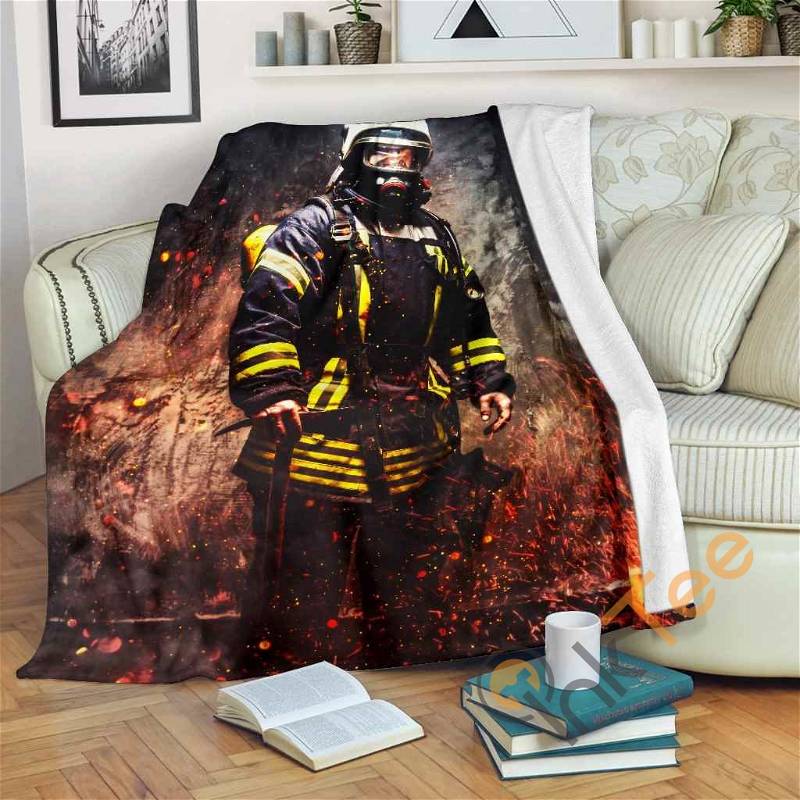 Fireman Axe Sherpa Fleece Blanket Gifts for Family, for Couple