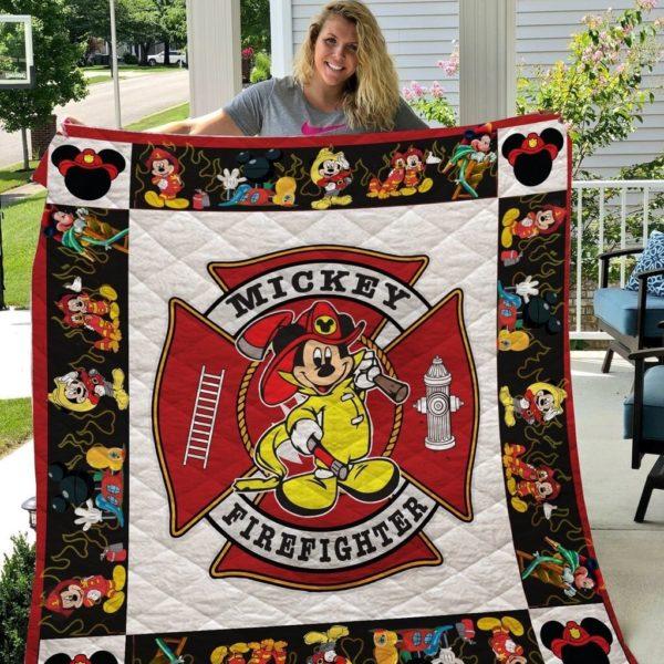 Fireman Mickey Firefighter Quilt Blanket Bedding Set