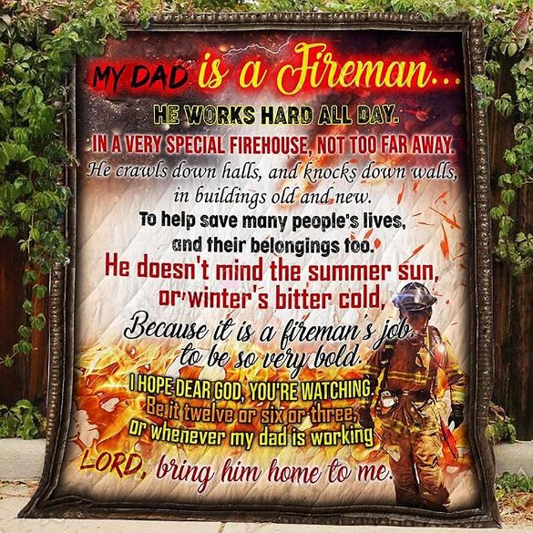 Fireman Theme In A Very Special Firehouse Not Too Far Away Quilt Blanket Bedding Set