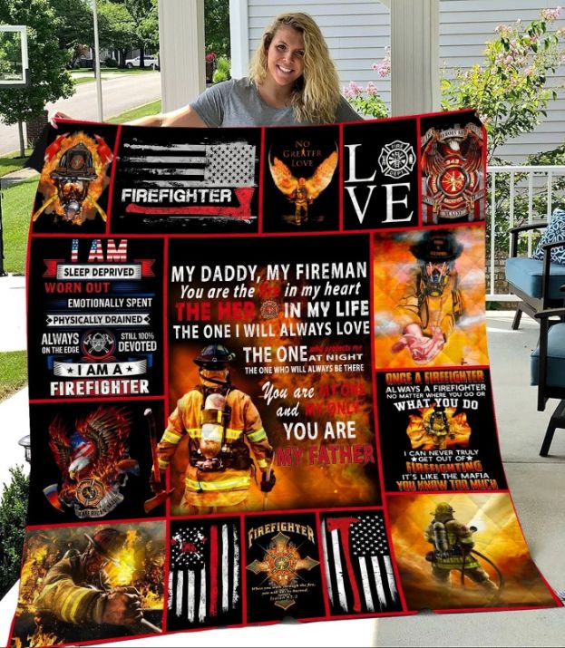 Fireman Theme You Are The Life In My Heart Quilt Blanket Bedding Set