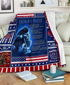 Fireman's Prayer Firefighter Sherpa Fleece Blanket Gifts for Family, for Couple