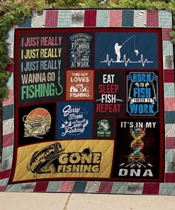 Fishing It's In My Dna Fishing Quilt Blanket Bedding Set