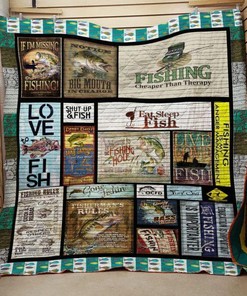 Fishing Love Fish Quilt Blanket Bedding Set for Home Décor