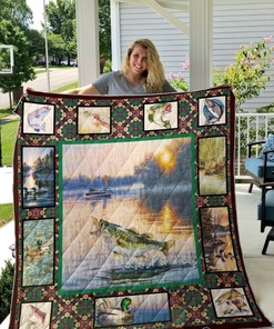Fishing On Lake Combined Quilt Blanket Bedding Set
