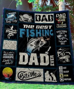 Fishing The Best Fishing Dad Ever Great Customized Gifts For Birthday Christmas Thanksgiving Father's Day Quilt Blanket