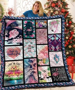 Flamingo Live In The Sunshine Life Is Beautiful Quilt Blanket Bedding Set